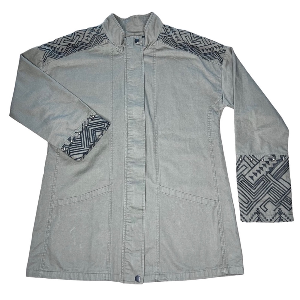 Blu Pepper Army Military Green Jacket w/ Aztec Pattern & Studs, Women’s Small
